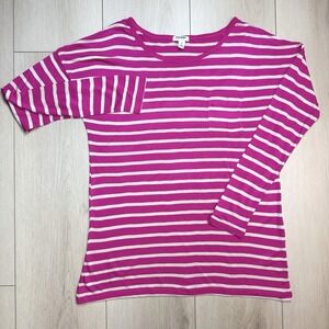 2012 Old Navy Striped Long Sleeve Shirts Womens L Pink Blue Rayon Pocket Lot 2